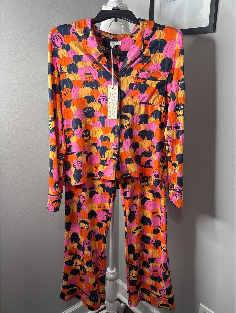 Beauty Sleep Social Halloween Pumpkin Print Pajama Set